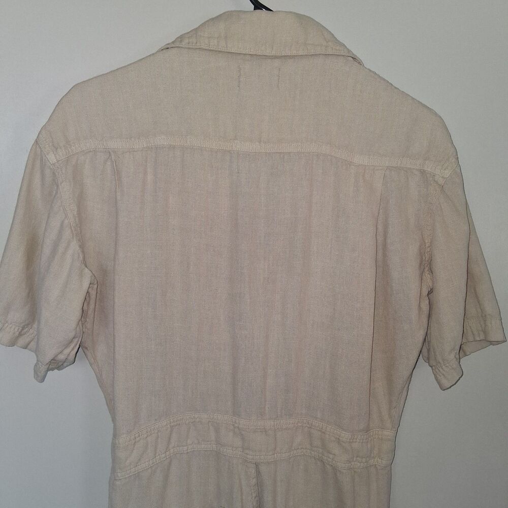 MATE the Label Organic Linen Short Sleeve Utility Jumpsuit S Beige Minimalist - Picture 8 of 12